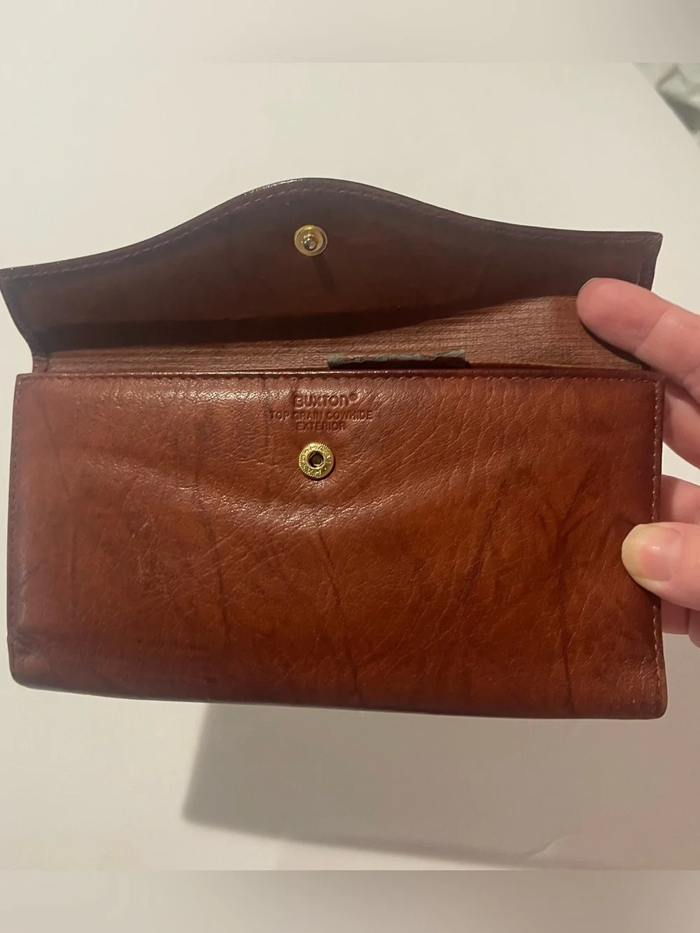 Buxton vintage Brown Leather Clutch Wallet with coin purse and checkbook READ